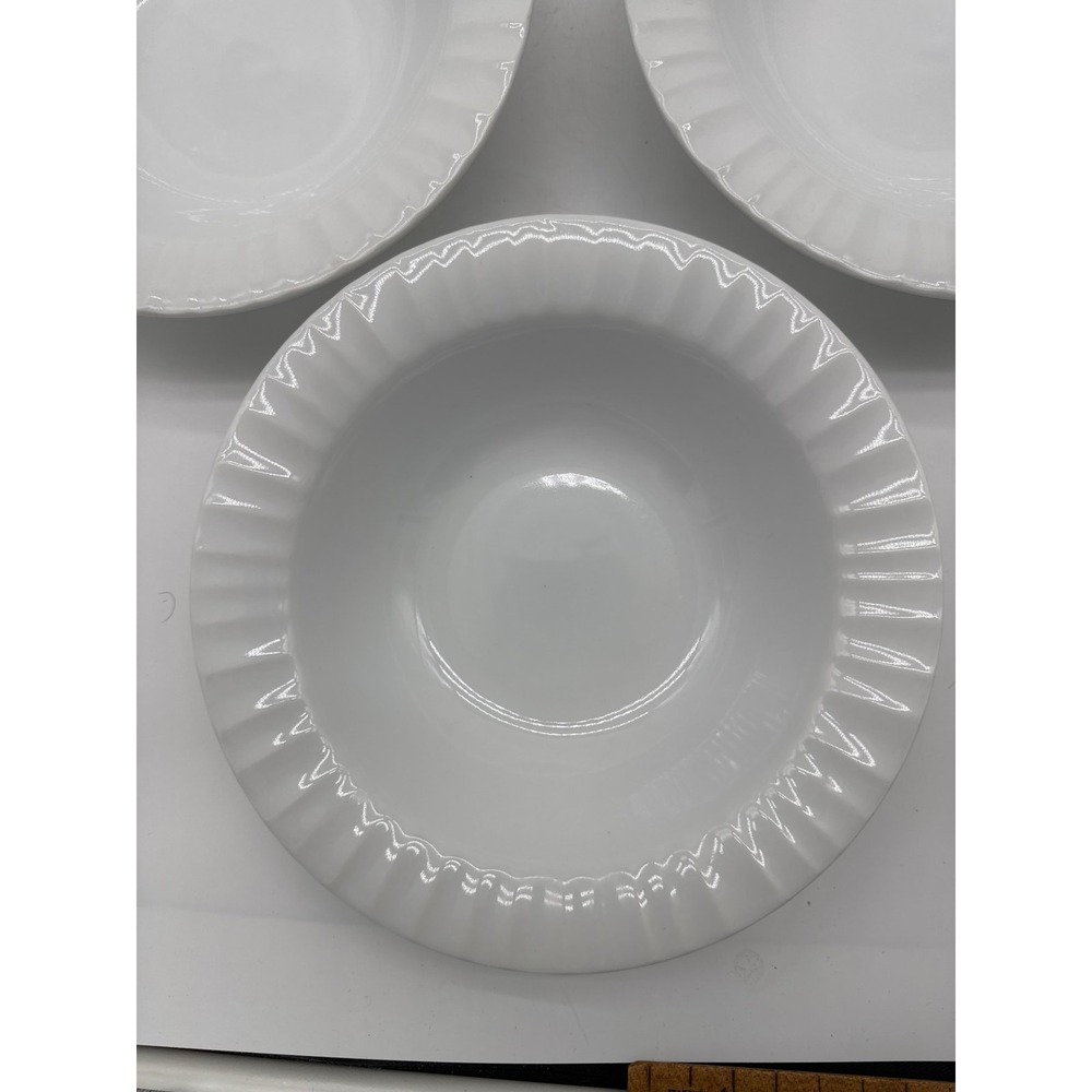 Set 4 Corning Ware Tableware‎ French White Rimmed Soup Bowls 8-1/8" Pasta Salad - Picture 2 of 3